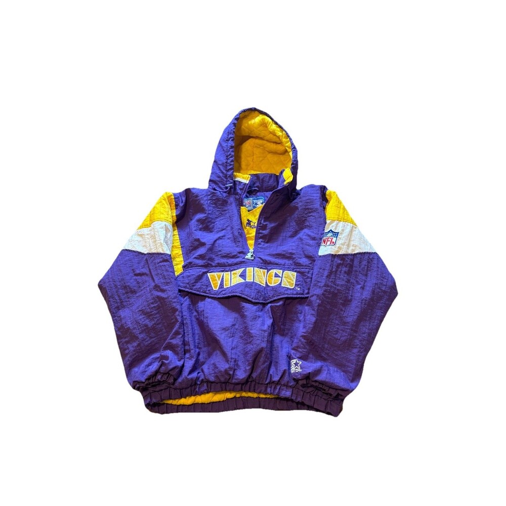 Vintage 90s NFL Starter Minnesota Vikings Pullover Hooded Jacket Men's Size L